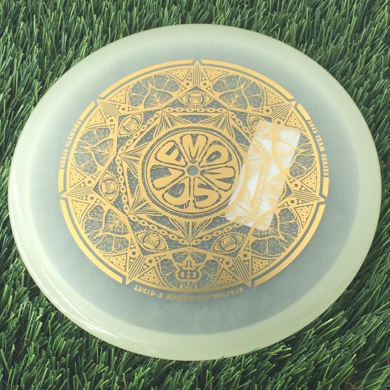 Dynamic Discs Lucid-X Moonshine Glow Culprit with Chris Clemons Lemon Slice Team Series 2023 Stamp – 176g – Translucent Pale Yellow