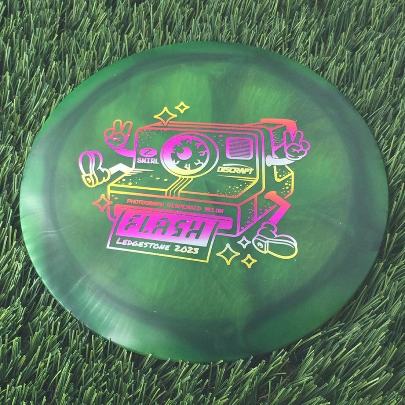 Discraft Elite Z Swirl Flash with 2023 Ledgestone Edition – Wave 1 Stamp – 172g – Translucent Dark Green
