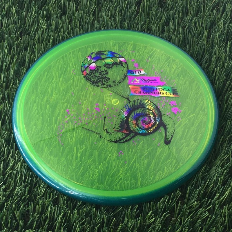 Axiom Prism Proton Soft Envy with OTB Champions Cup 2025 – Snail Mail by Pirate Nate Stamp – 174g – Blue Rim Green
