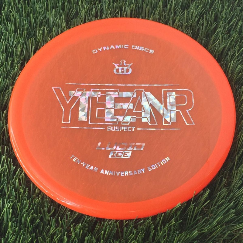 Dynamic Discs Lucid Ice Suspect with Ten Year Overlap Anniversary Edition Stamp – 173g – Translucent Orange