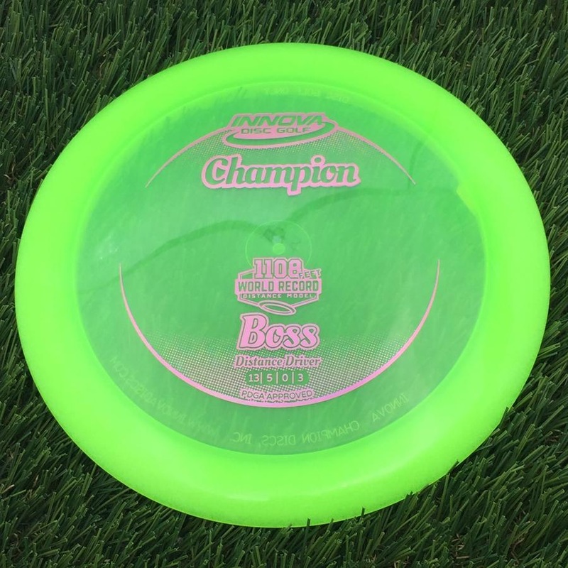 Innova Champion Boss with 1108 Feet World Record Distance Model Stamp – 176g – Green