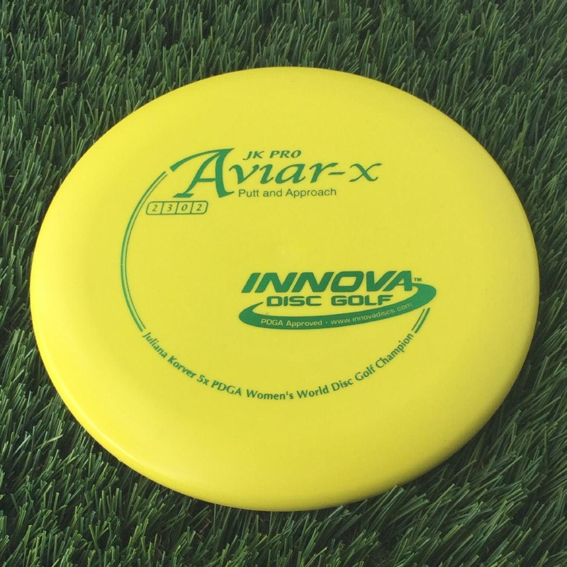 Innova Pro JK Aviar-x with Juliana Korver 5x PDGA Women’s World Disc Golf Champion Stamp – 172g Yellow