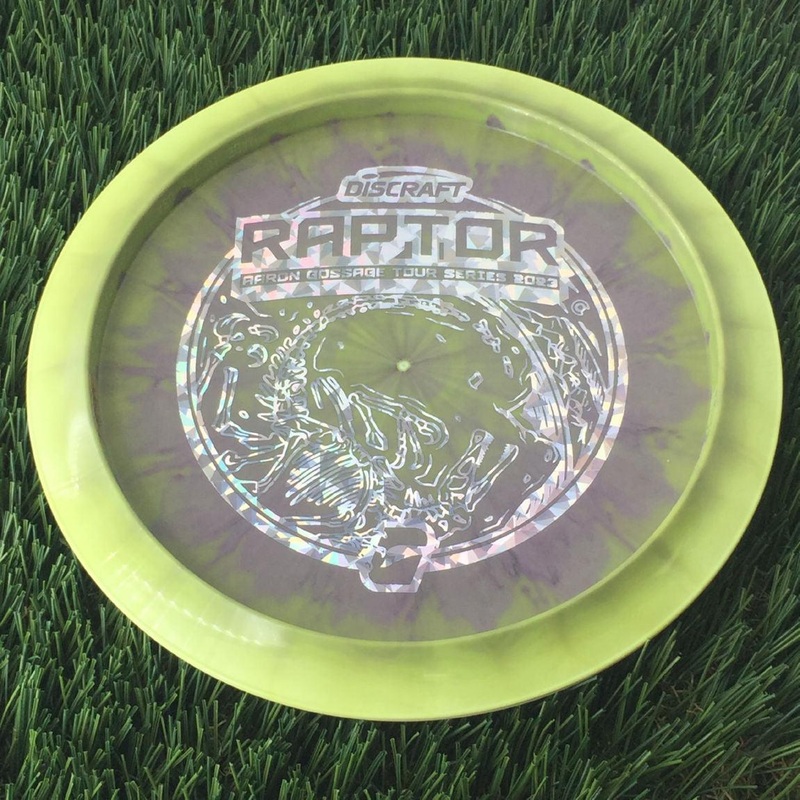 Discraft ESP Swirl Raptor with Aaron Gossage Tour Series 2023 Stamp – 174g Muted Green