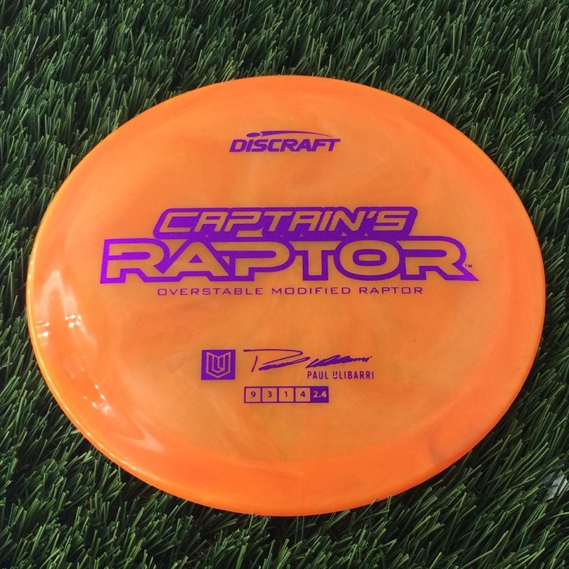 Discraft Elite Z Swirl Captain’s Raptor with Paul Ulibarri “Uli” – Overstable Modified Raptor Stamp – 174g – Orange